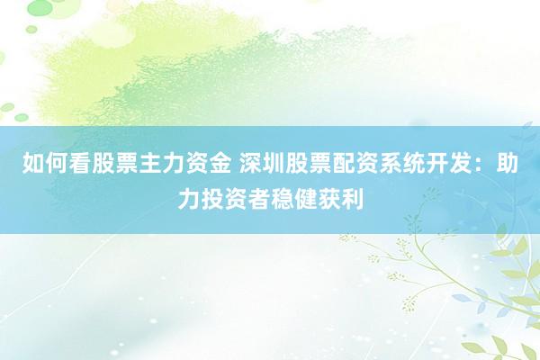 如何看股票主力资金 深圳股票配资系统开发：助力投资者稳健获利